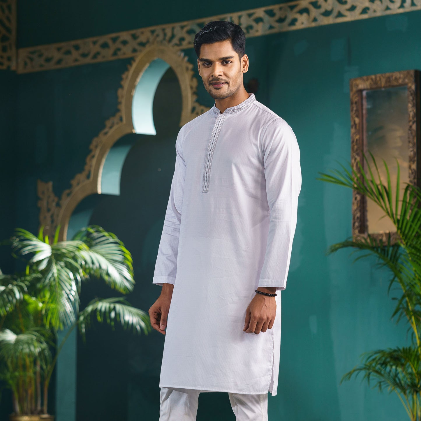 Mens White Karchupi Panjabi