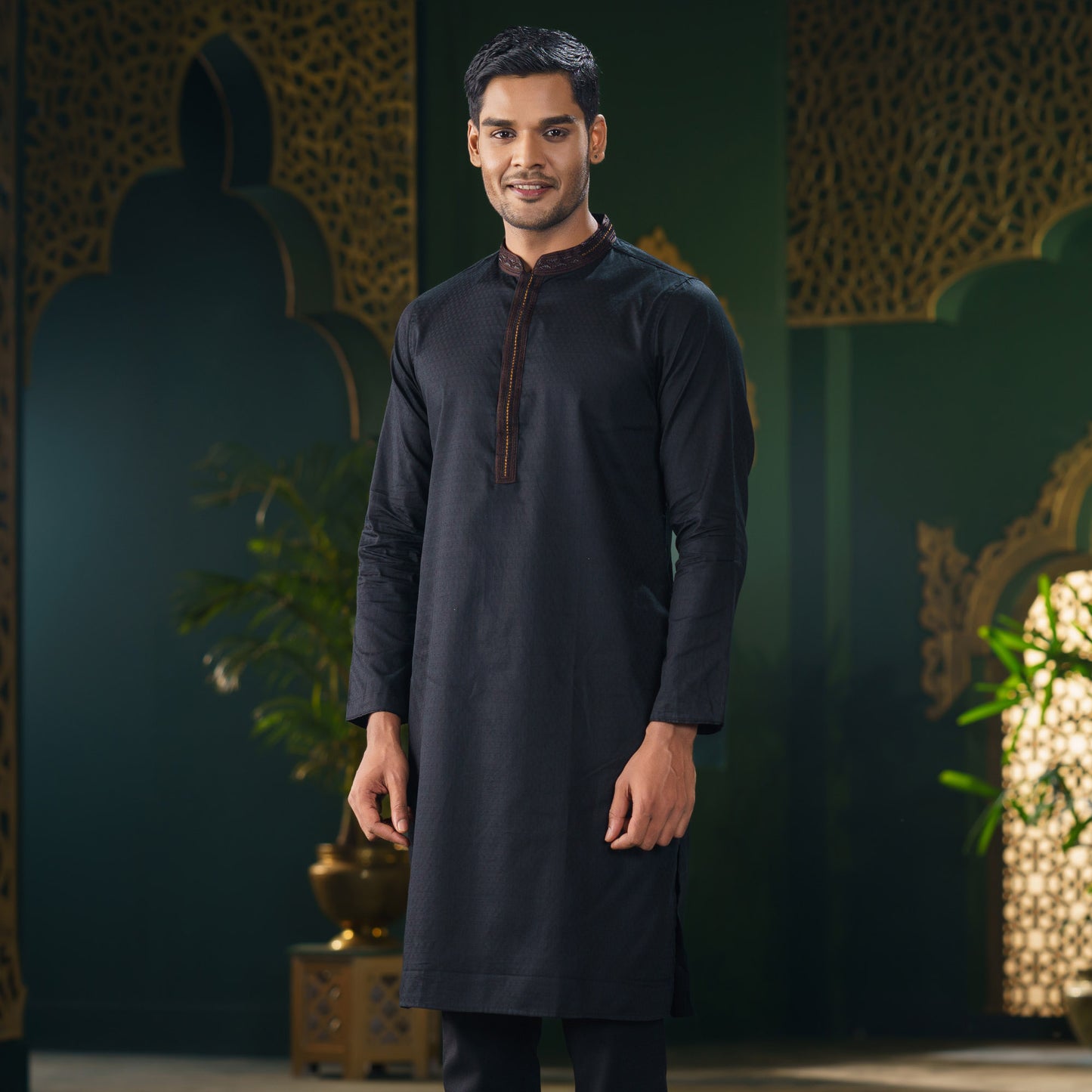 Mens Black Karchupi Panjabi