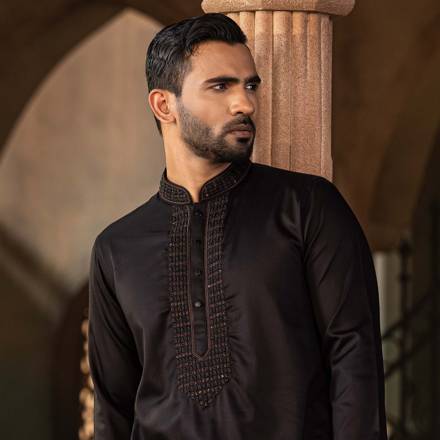 Mens Black Karchupi Panjabi