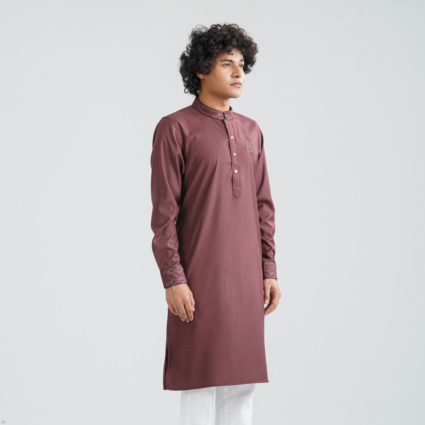 Men’s Maroon Suiting Panjabi