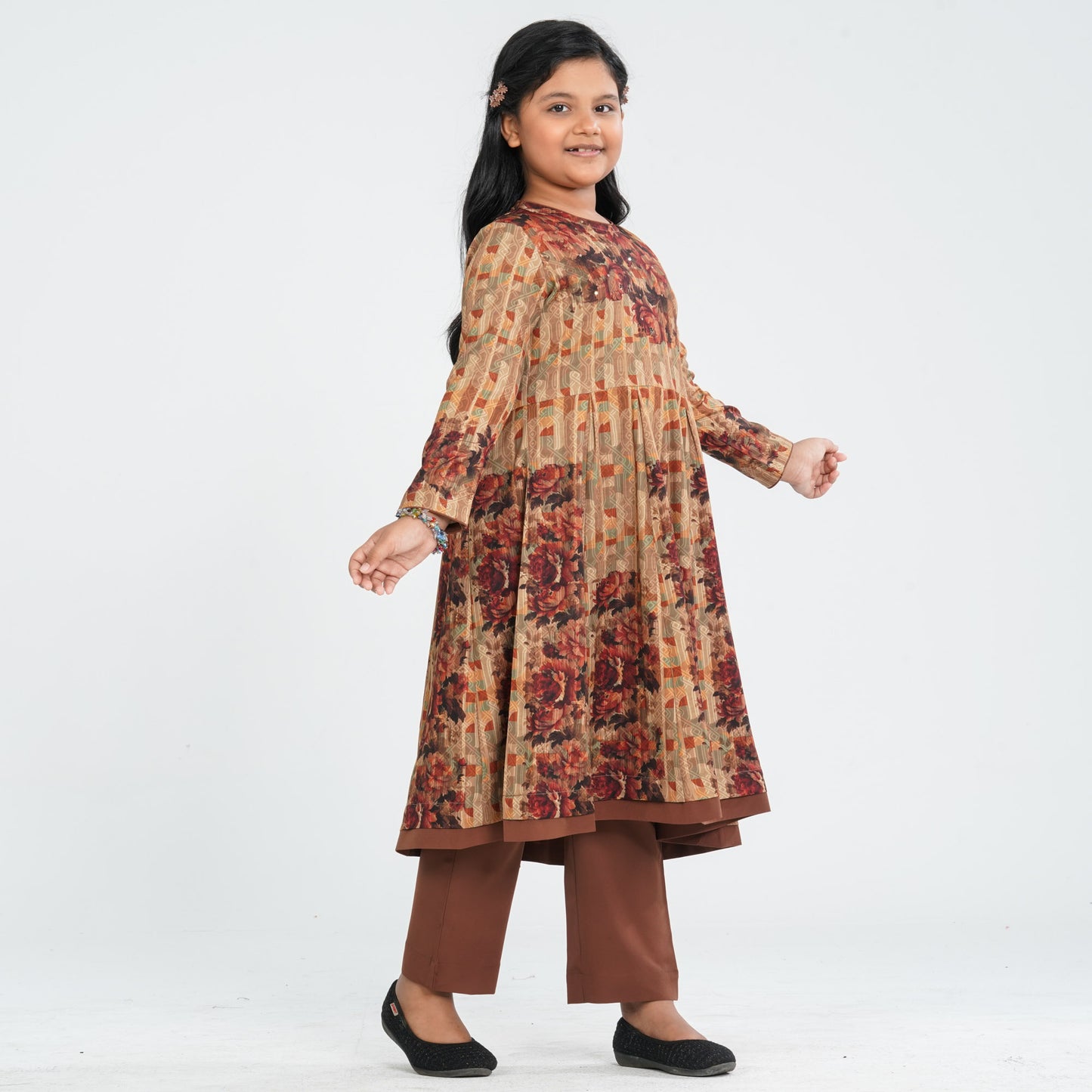 Girls Silk Two Piece Set