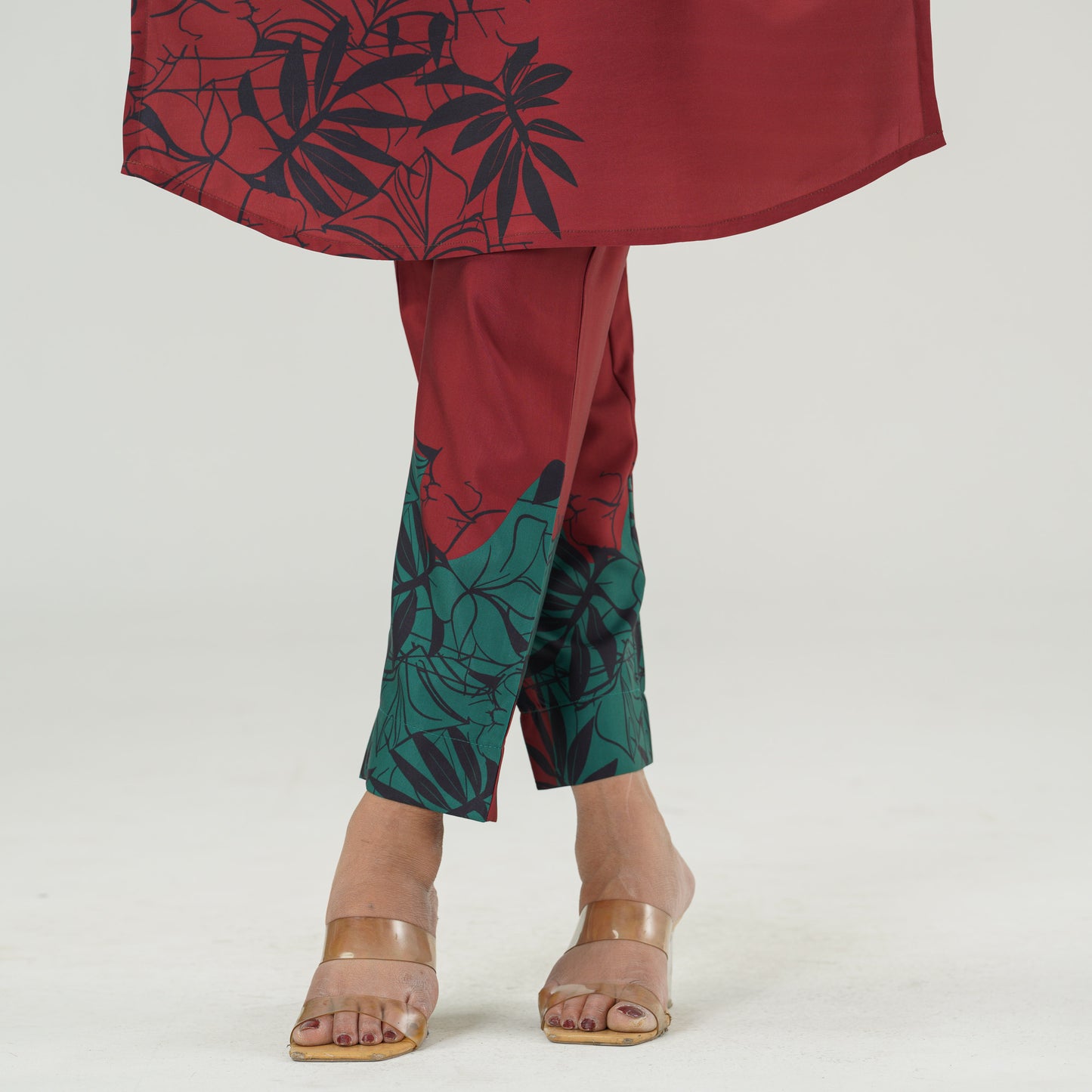 Womens Maroon Printed Co-Ord Set