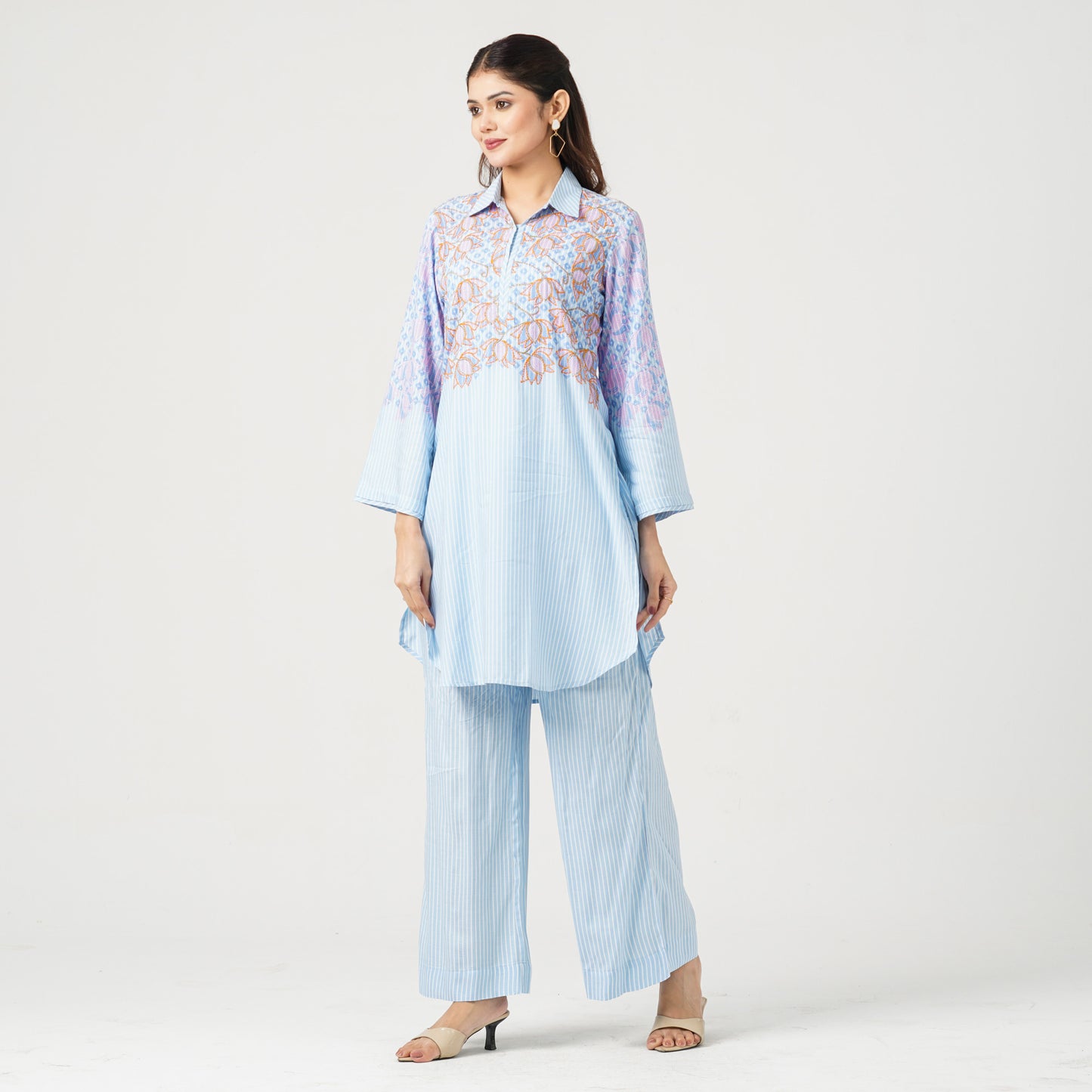 Women’s Embroidered Viscose Two-Piece Set