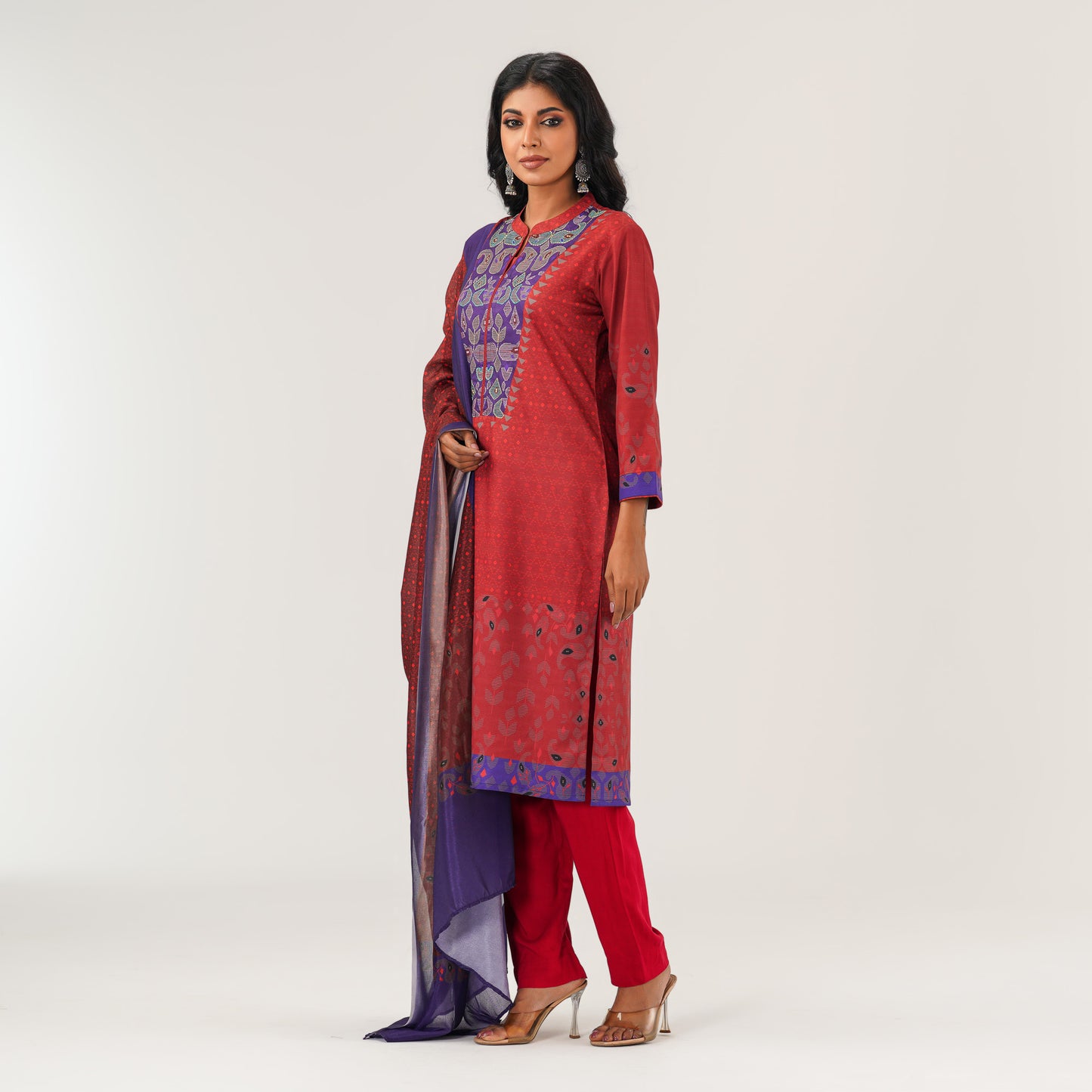 Womens Maroon Three Piece Set