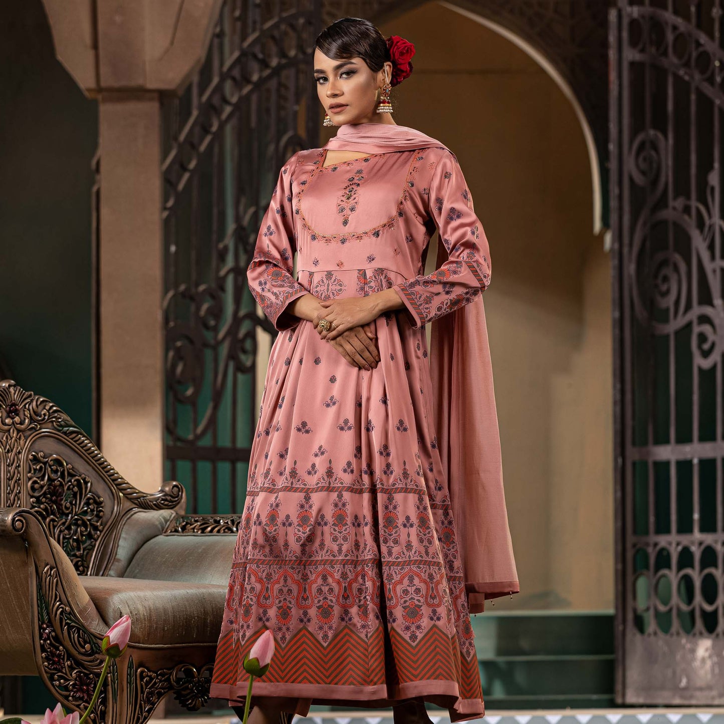 Womens Ethnic Premium 3Pcs-Salmon