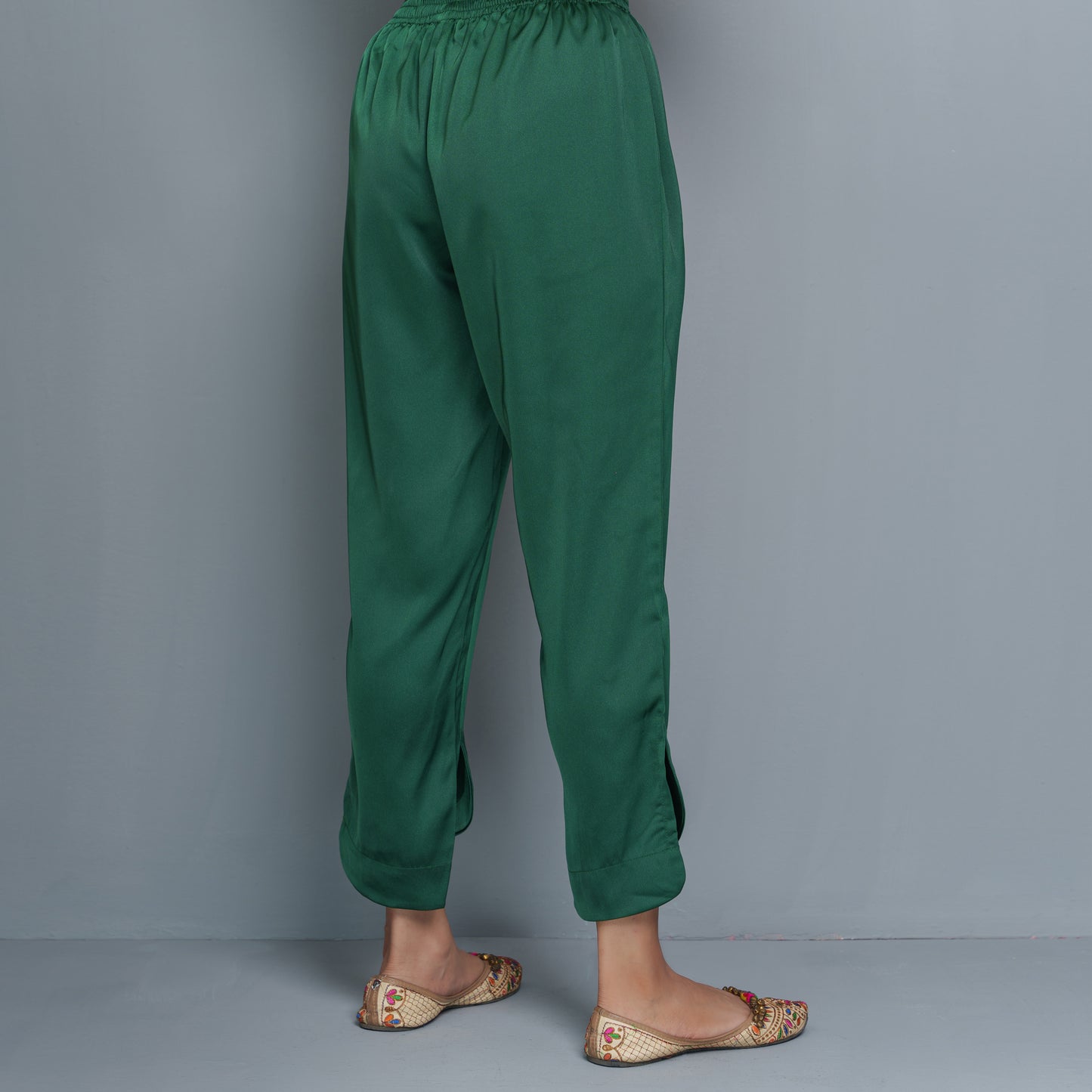 Womens Dark-Green Silk Bottom