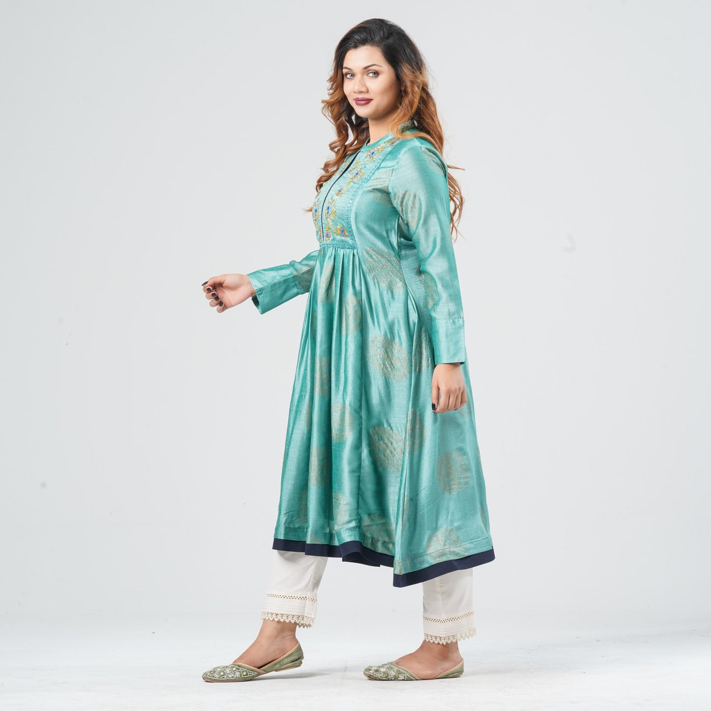 Women’s Silk Georgette Pleated Kurti