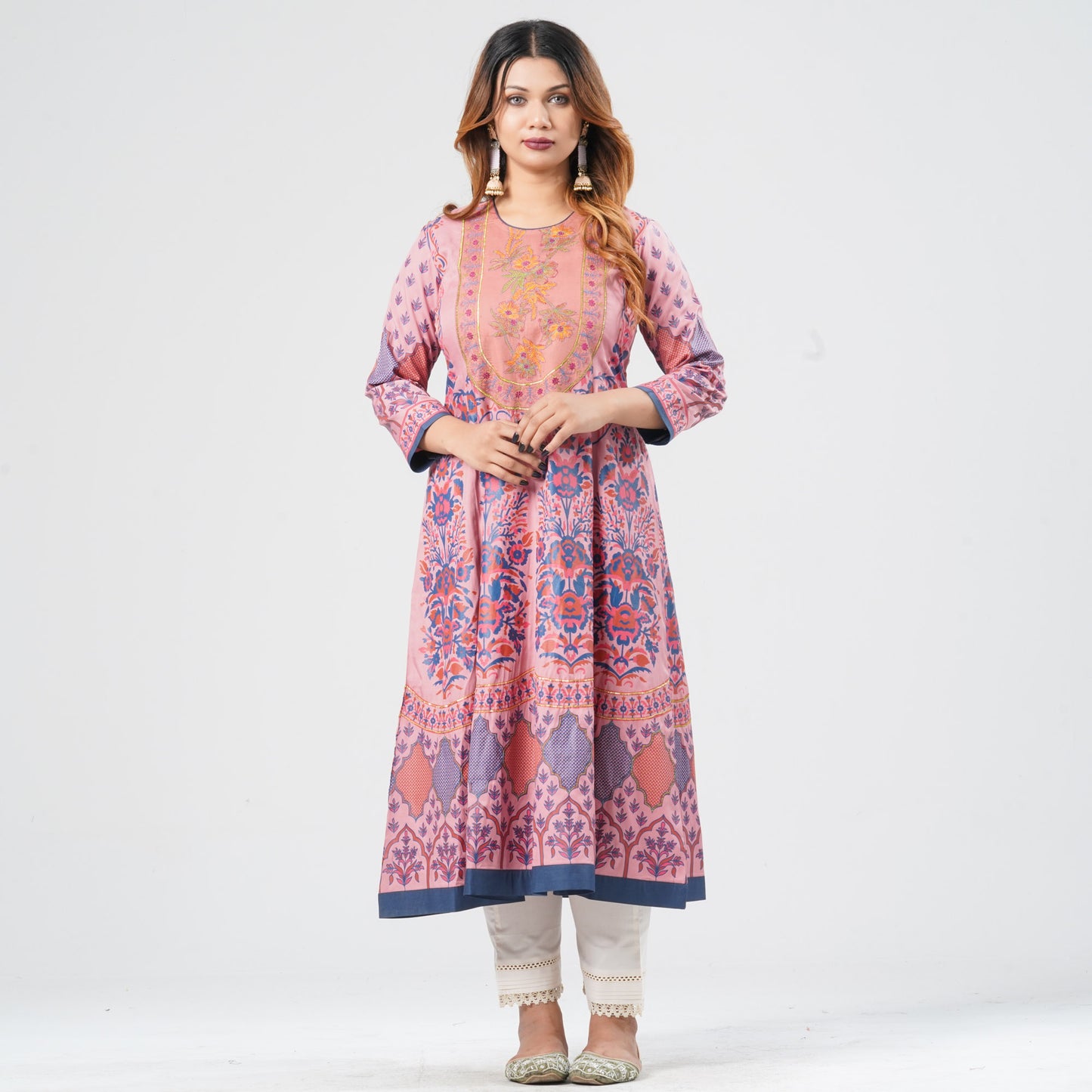 Women's Pink Flared Kurti