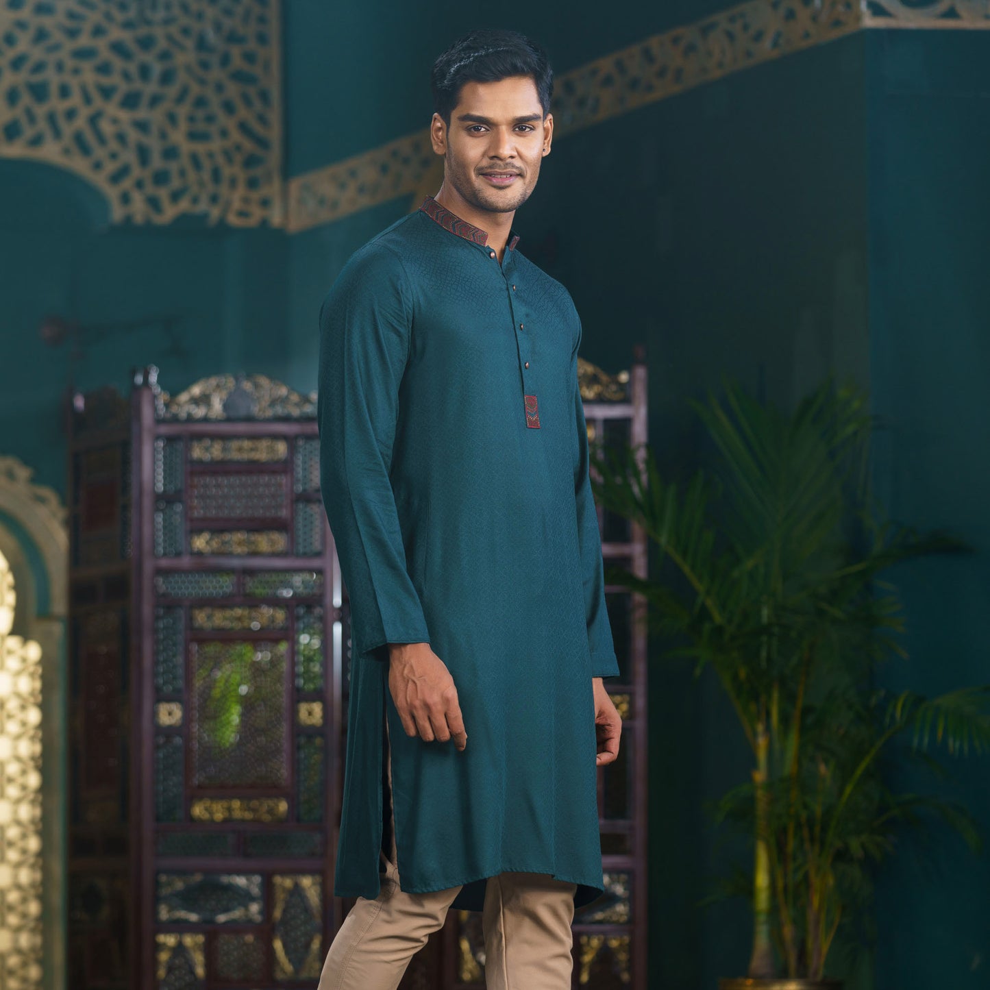 MENS EMBROIDERY PANJABI-BLUE