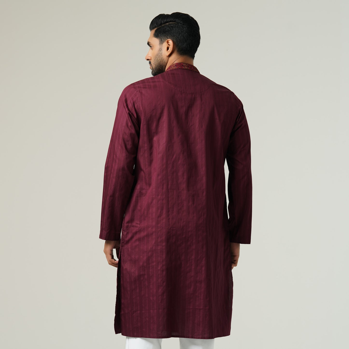 Mens Maroon Embroidered Panjabi
