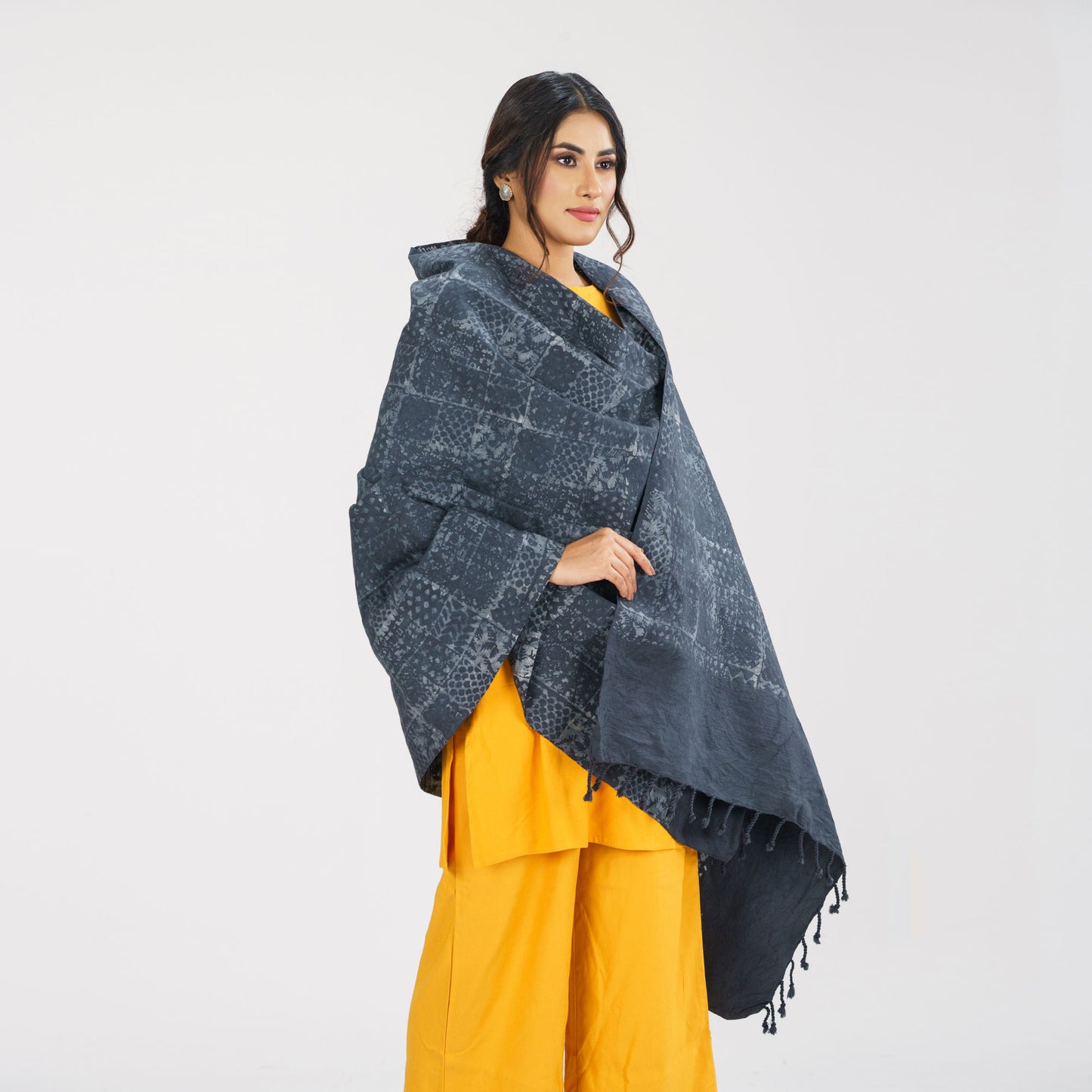 Womens Charcoal Cotton Shawl