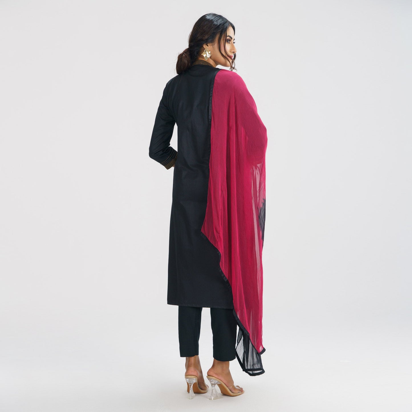 Womens Black Ethnic Three Piece