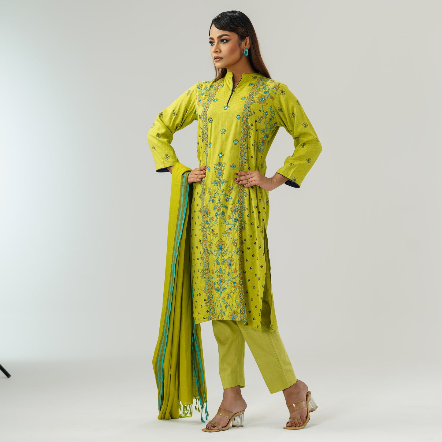 Womens Green Ethnic 3Pcs Set