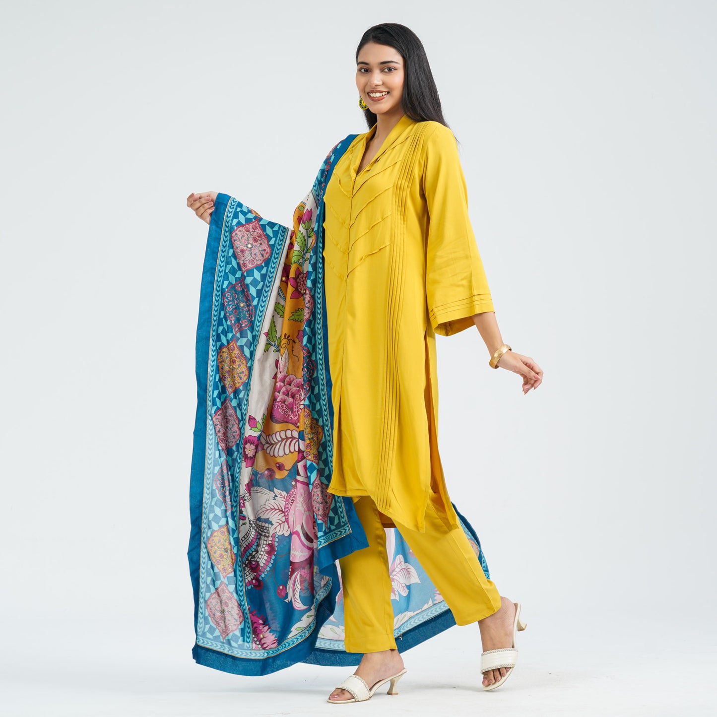 Women’s Mustard Viscose Three Piece Set