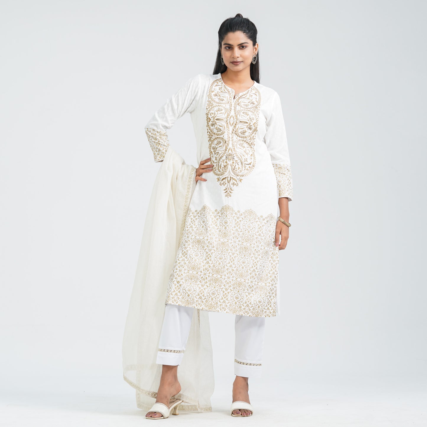 Women’s Cotton Embroidered Three Piece Set