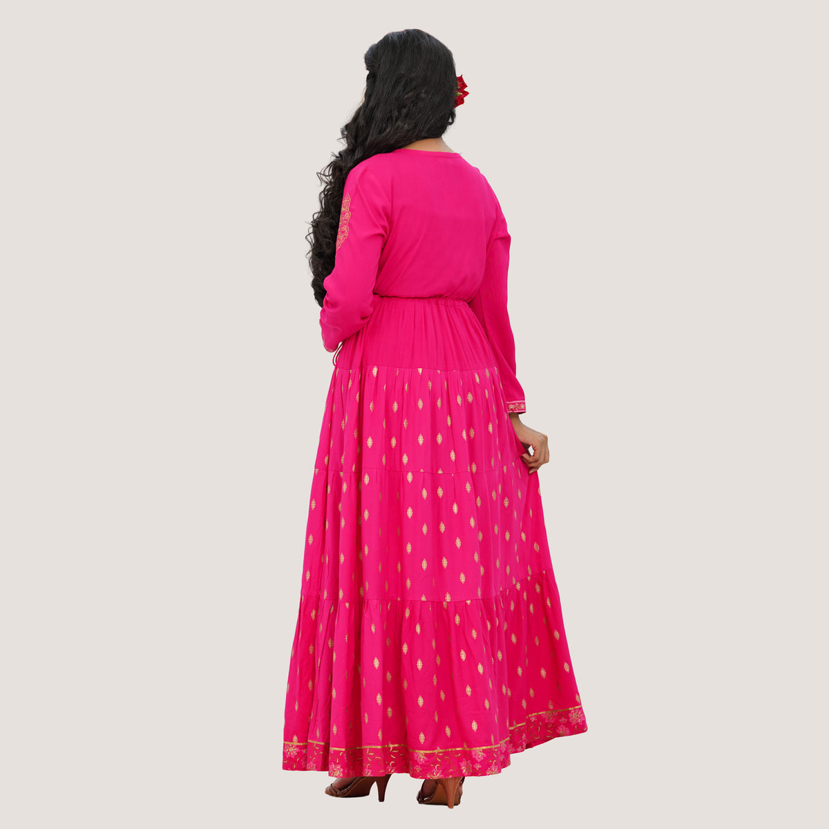 Women's Hot Pink Ethnic Gown