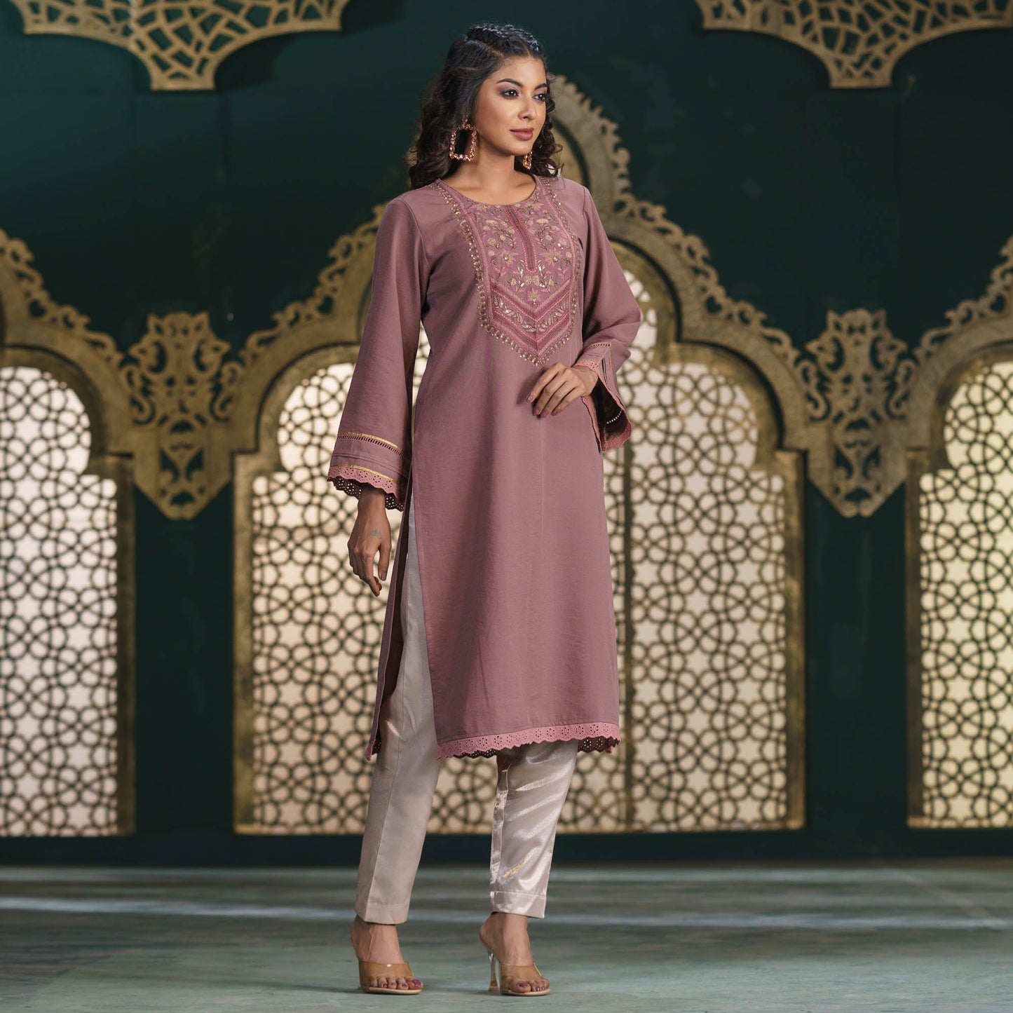 Women Dusty Pink Kurti