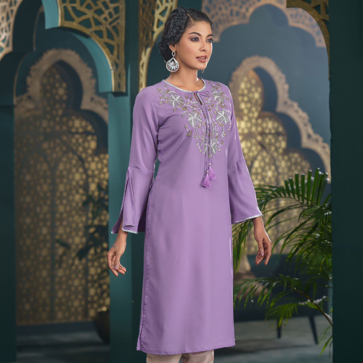Women Purple Fusion Kurti