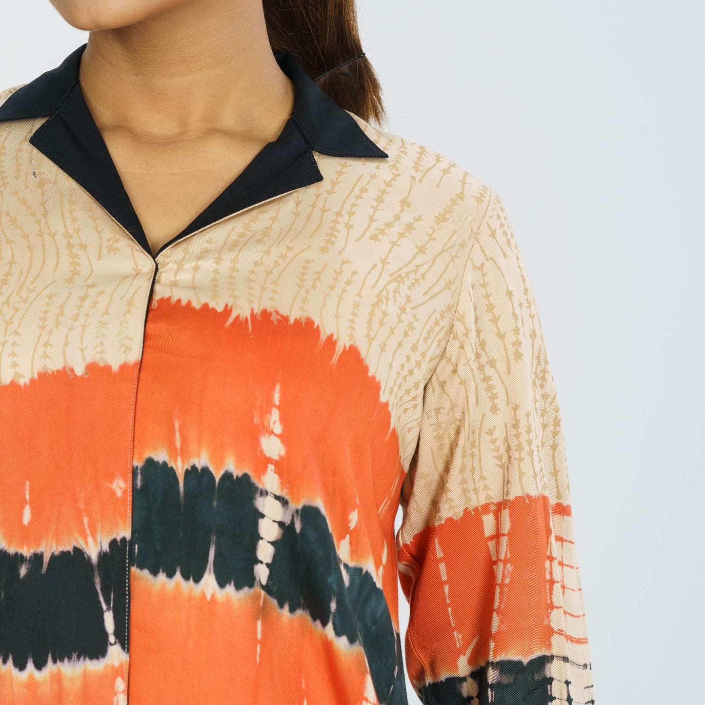 Womens Beige Tie-Dye Kurti