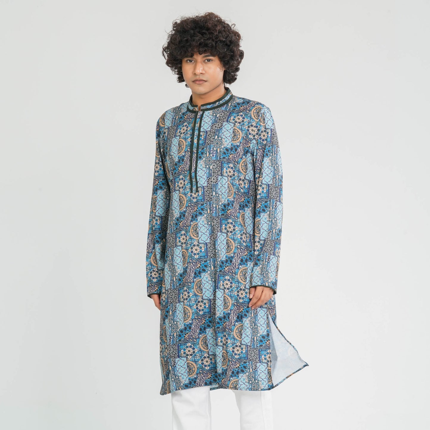 Men Navy Blended Panjabi