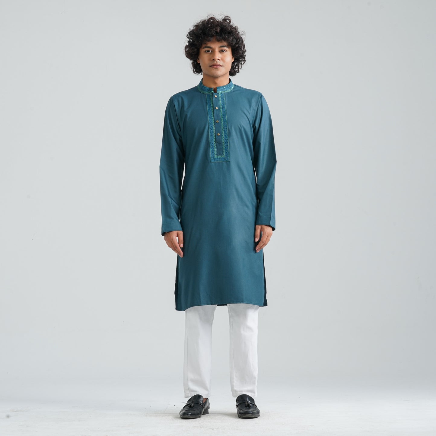 Men Green Cotton Panjabi