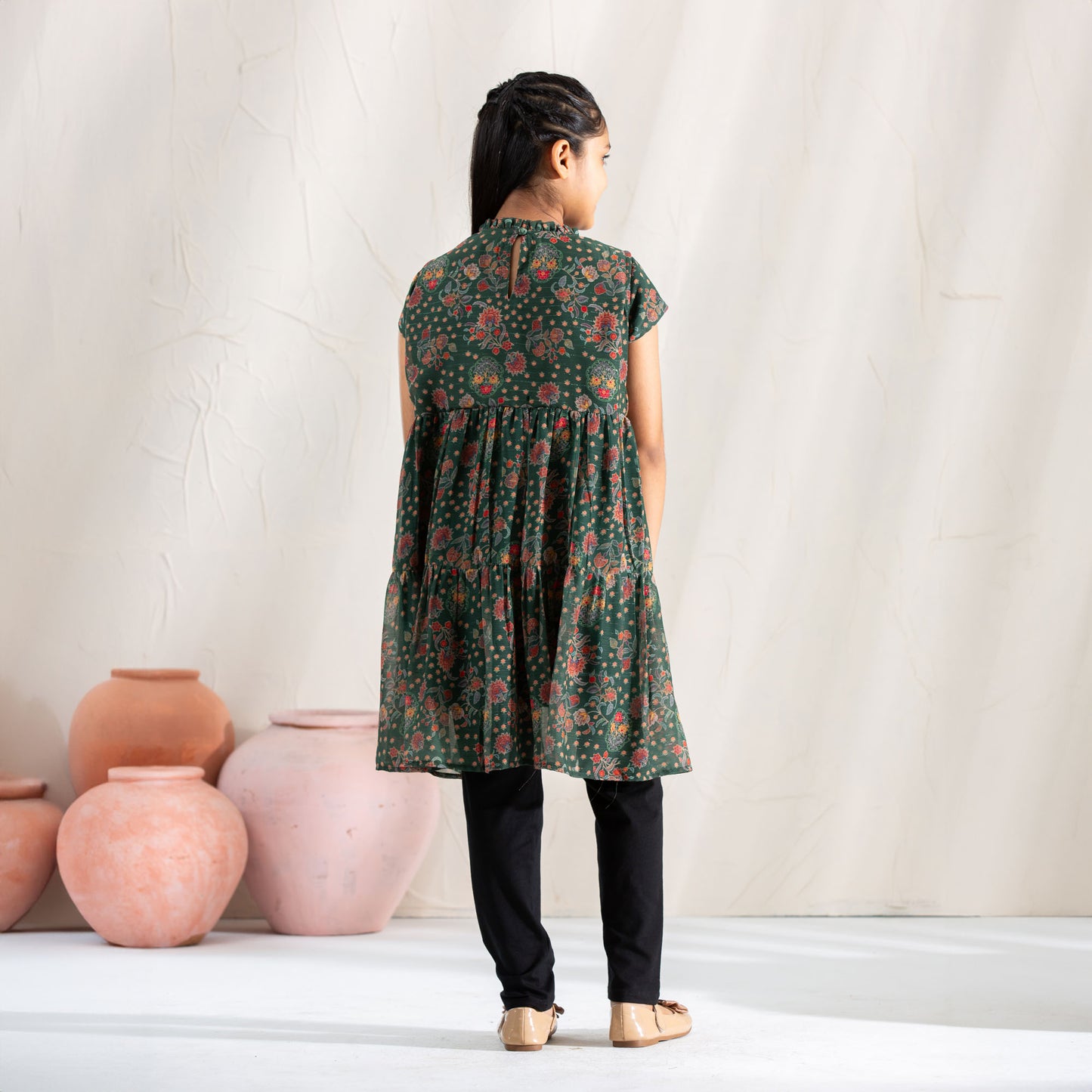 Girls Green Floral Tunic