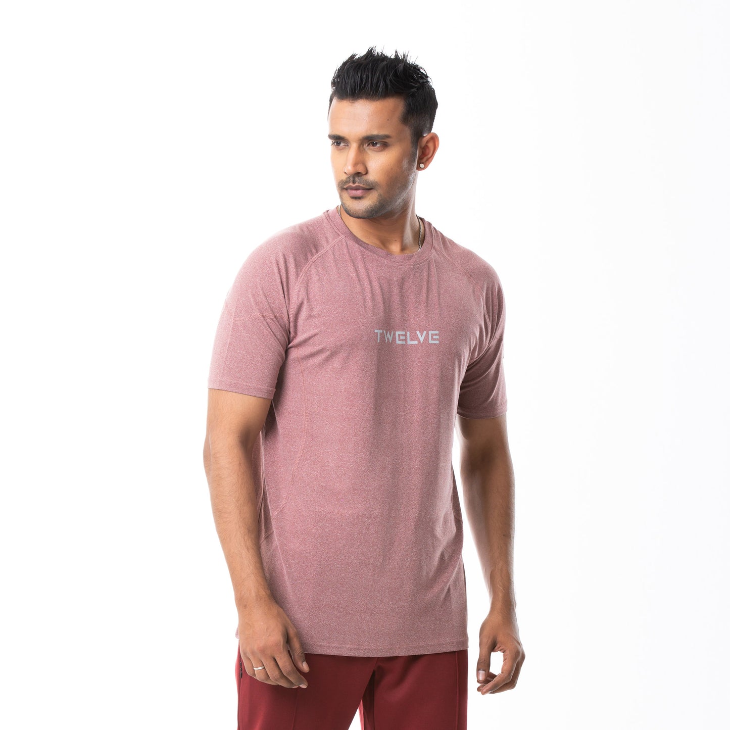 Mens White-Red Activewear T-Shirt