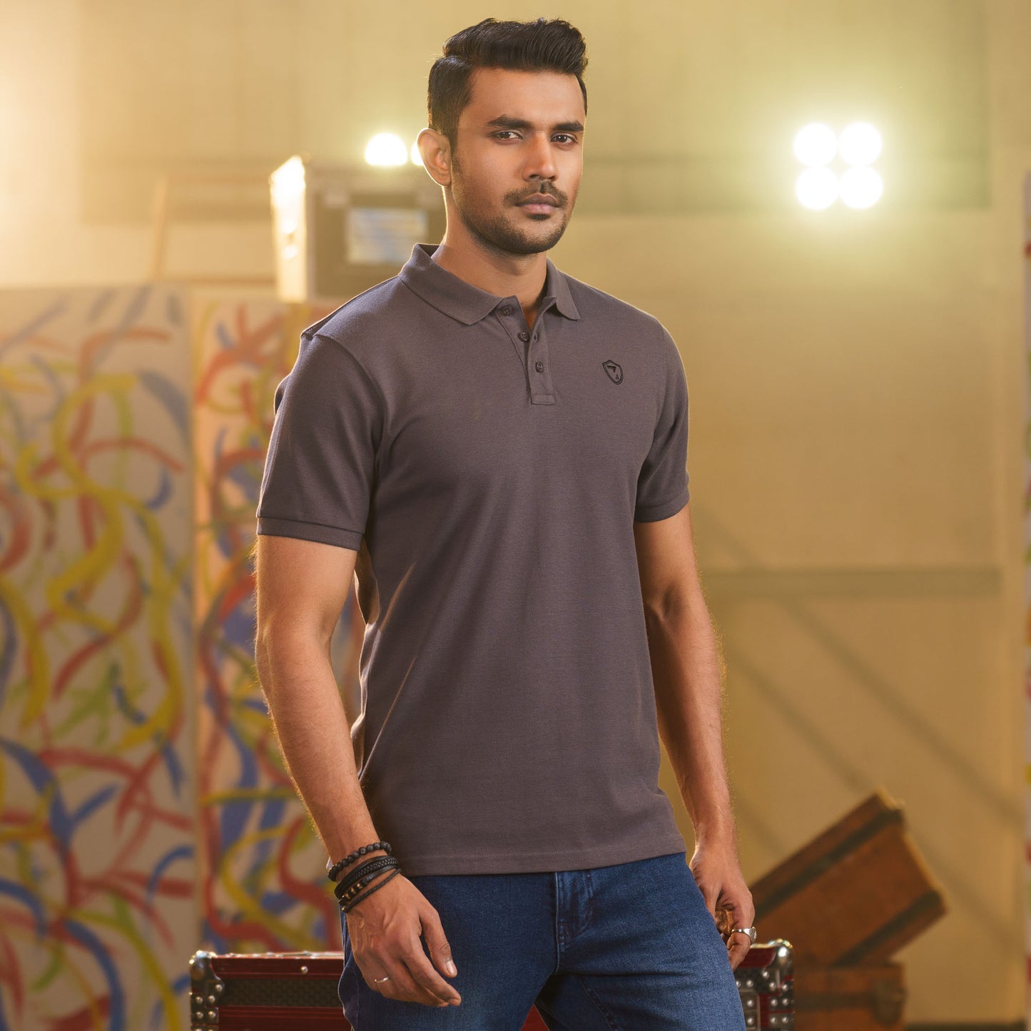 Mens Dark Grey Polo