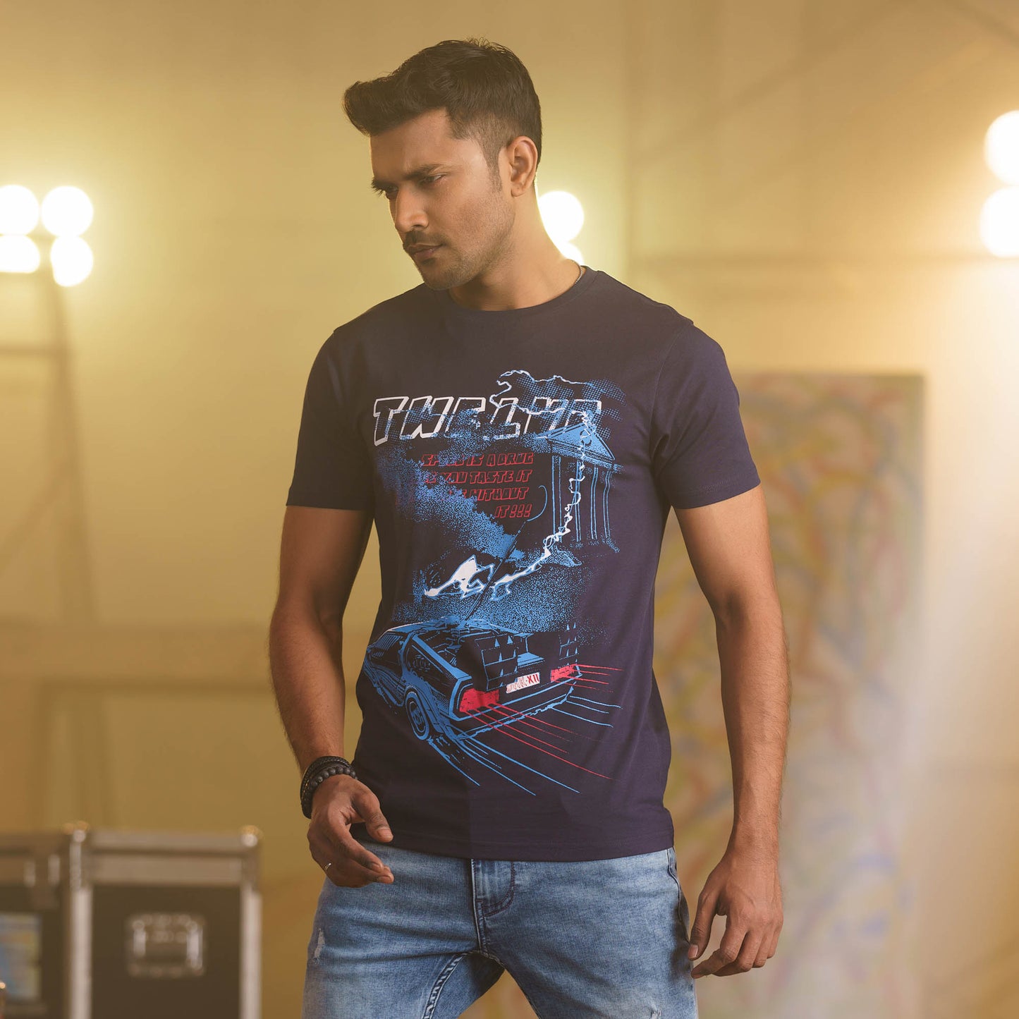 Mens Navy Blue Casual T-Shirt