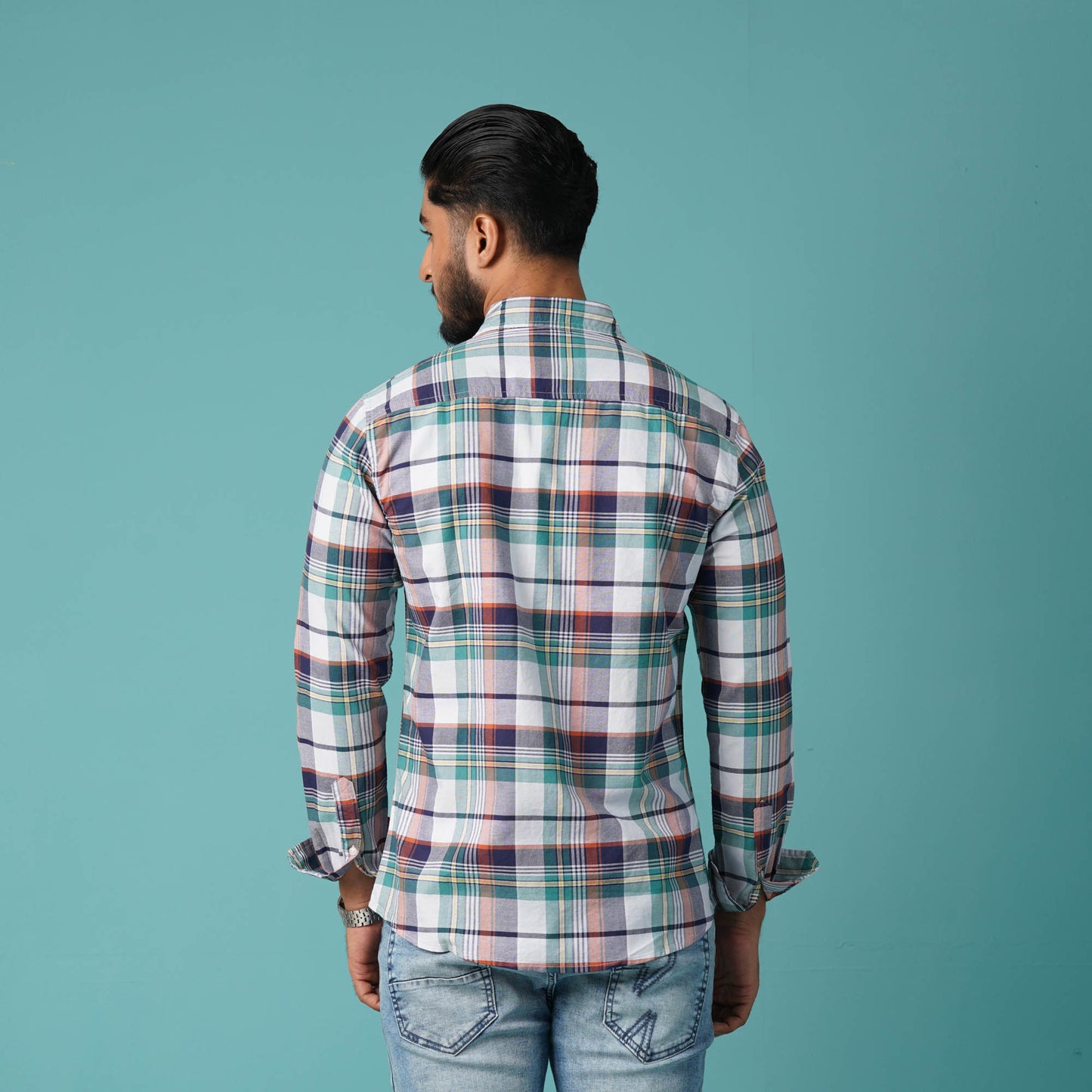 Mens Pink Blue Check L/S Shirt