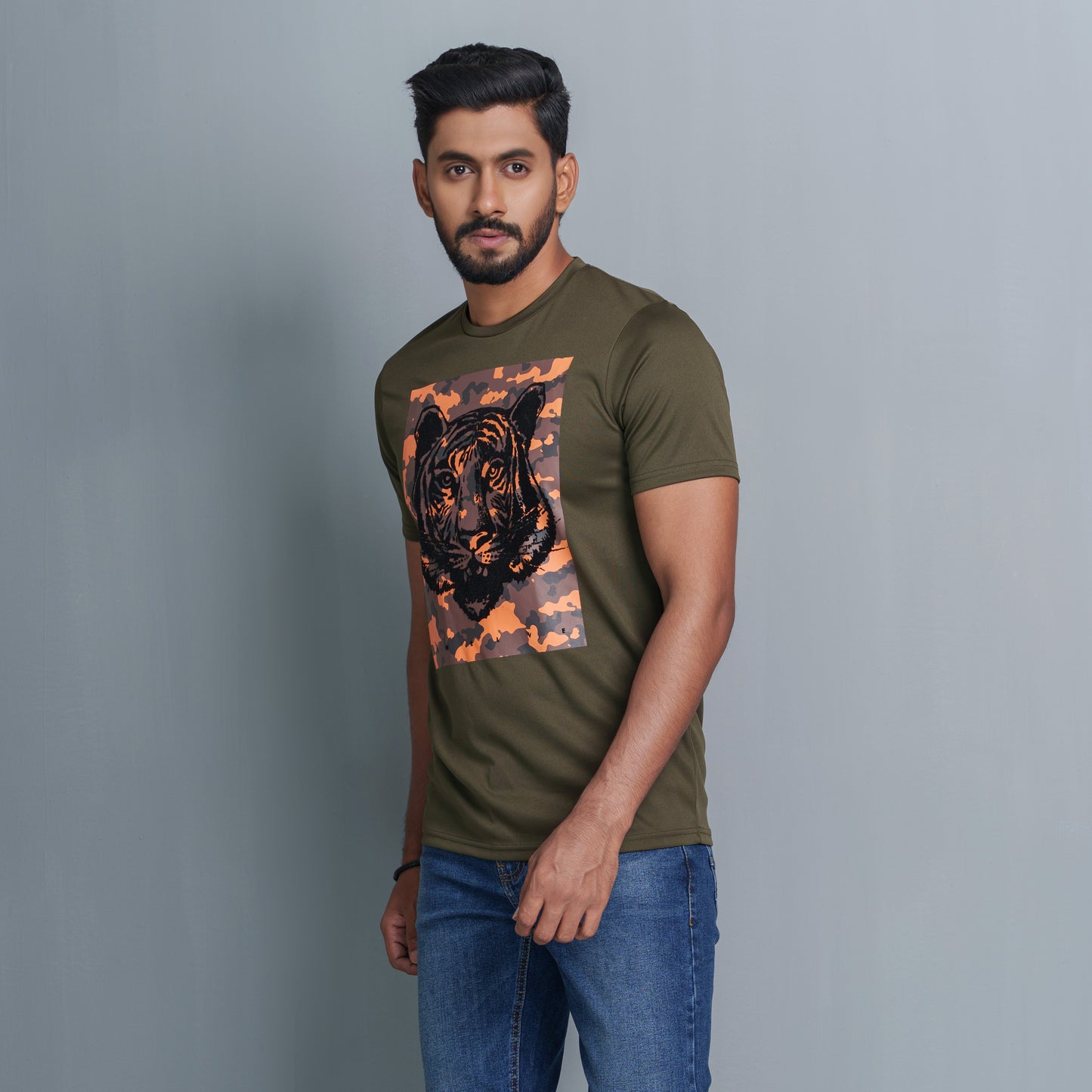 Mens Olive Cotton T-Shirt