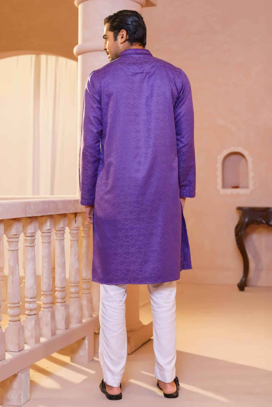 Mens Embroidery Panjabi- VIOLET