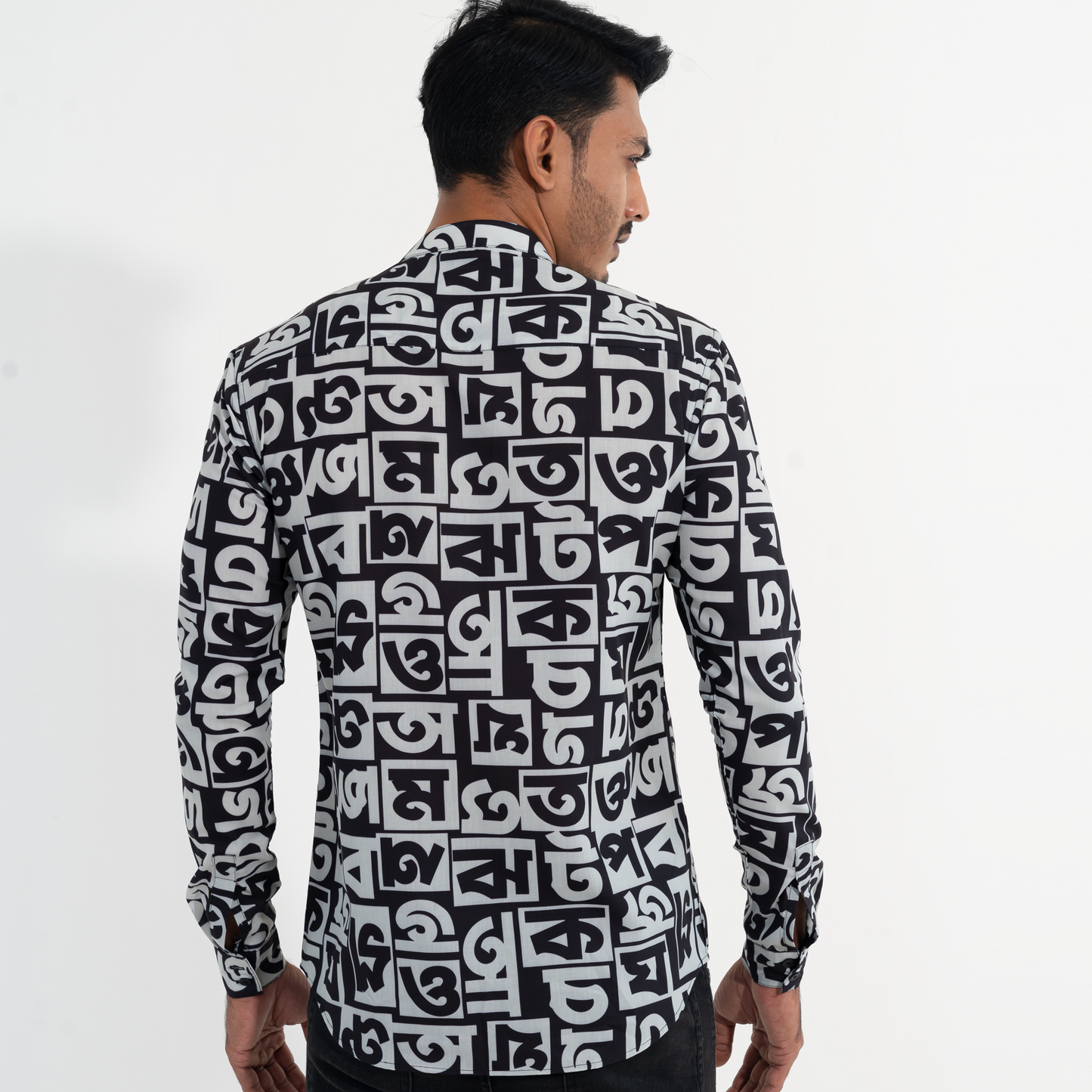 Mens Casual Shirt- White/Black