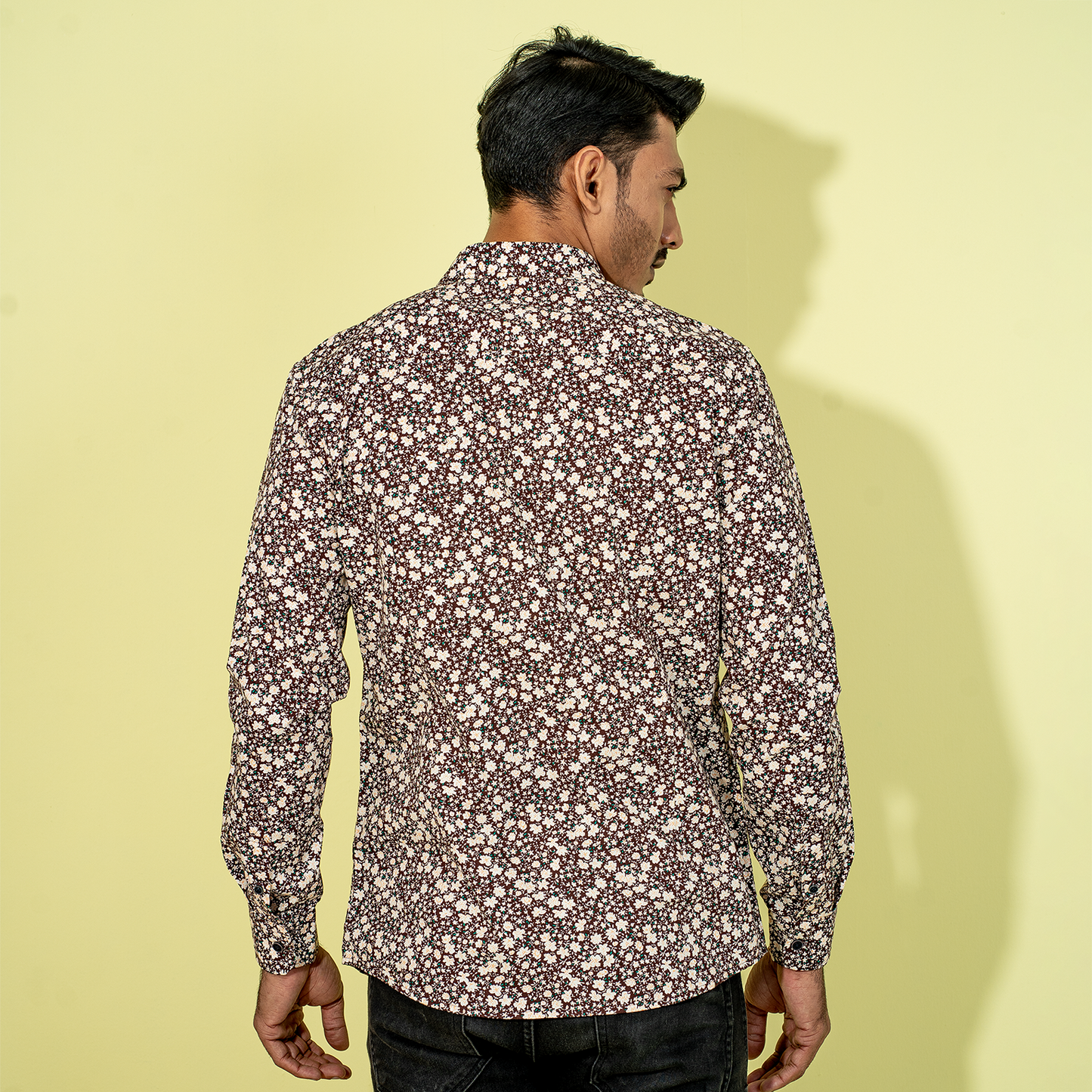 Mens Dark-Brown Floral Shirt