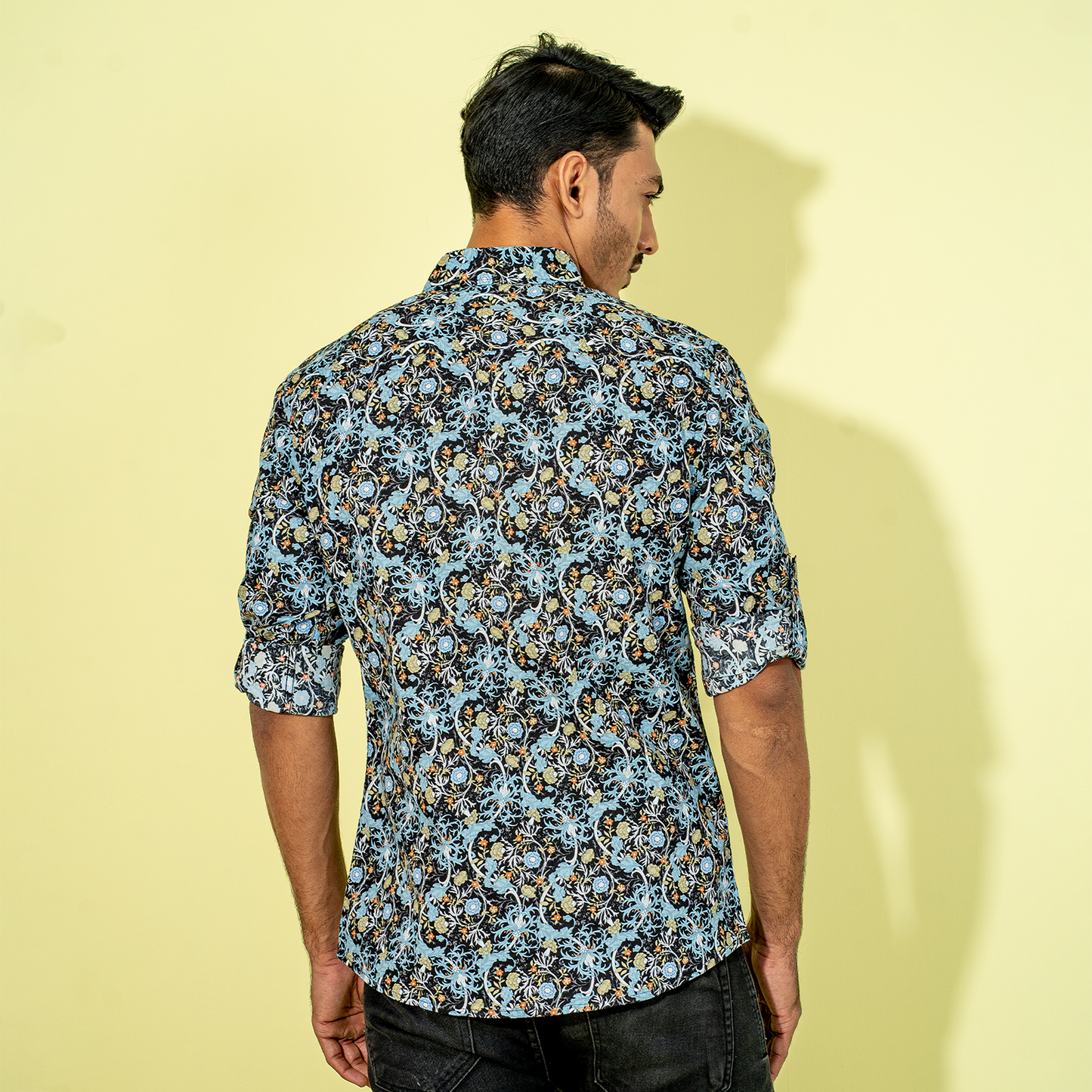 Mens Black-Navy Floral Shirt