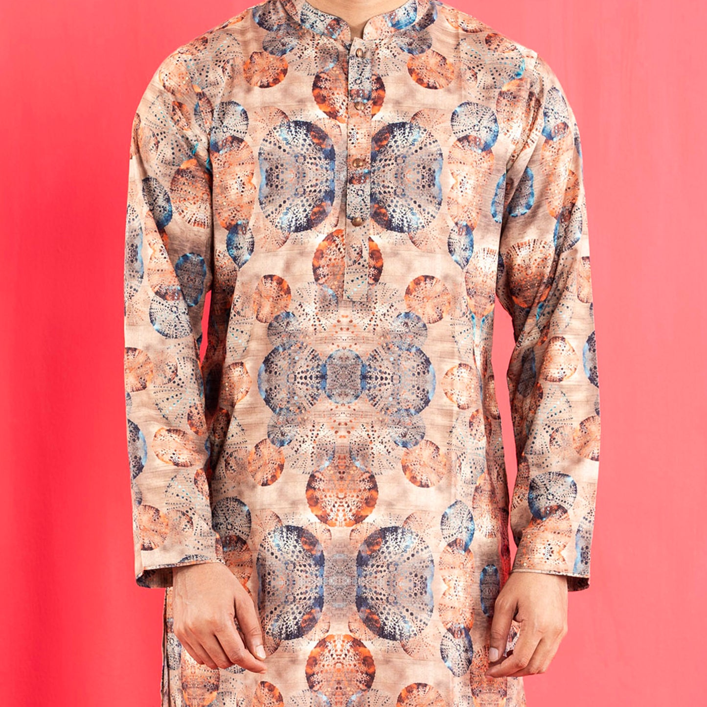 Mens Basic Panjabi- Marble Blue