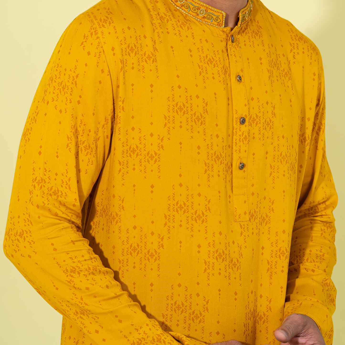 Mens Mustard Panjabi