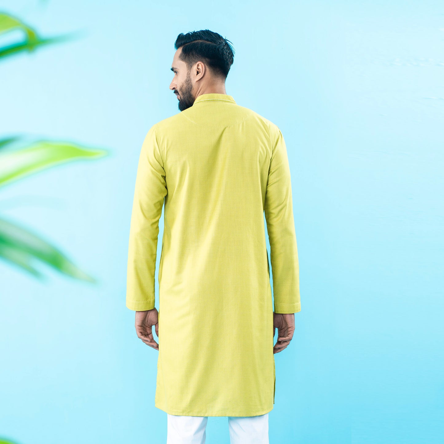 Mens Embroidery Panjabi- Lemon