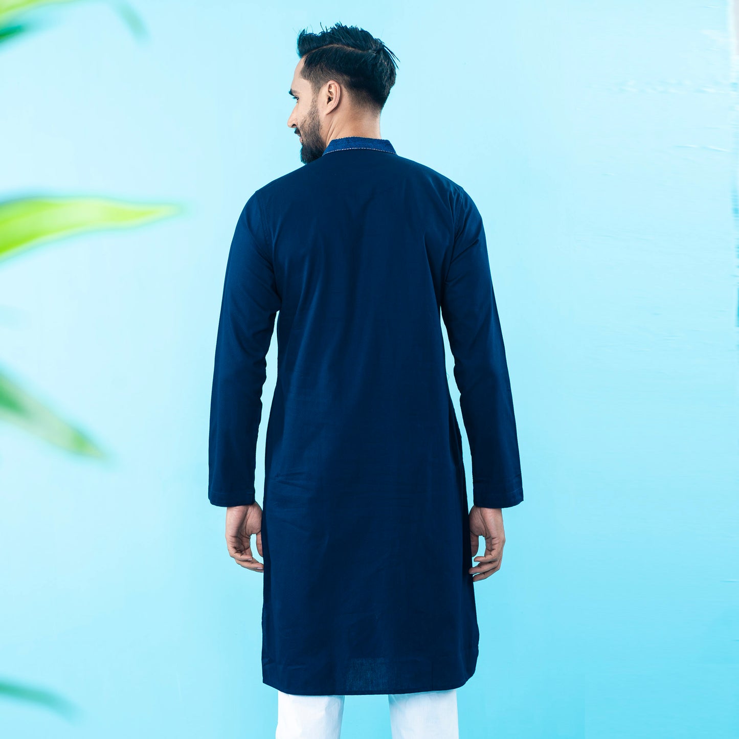 Mens Navy Embroidered Panjabi