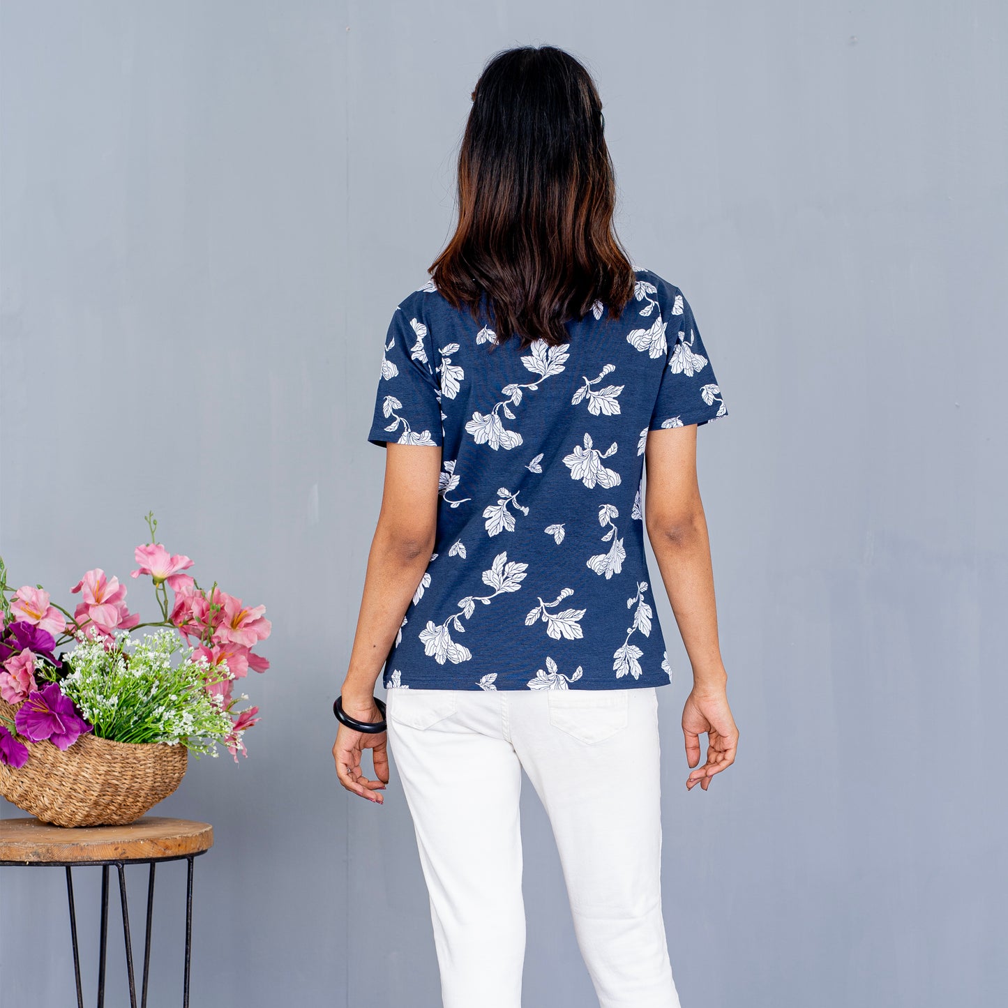 Womens Navy Aop T-Shirt