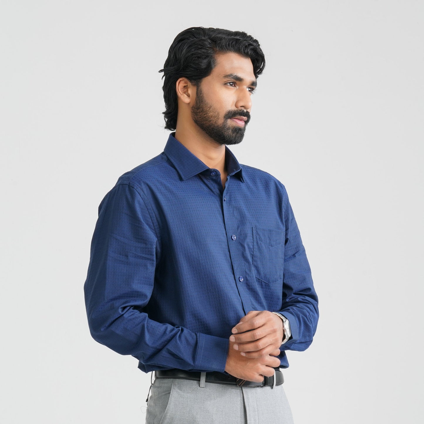 Men’s Cotton Dark Blue Formal Shirt