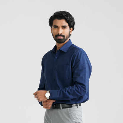 Men’s Cotton Dark Blue Formal Shirt