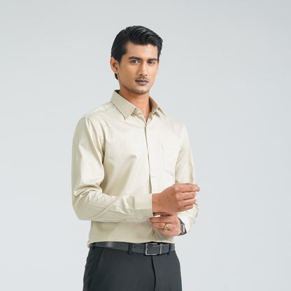 Men’s Beige Satin Lycra Shirt