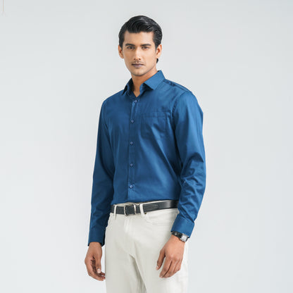 Men’s Blue Satin Lycra Shirt