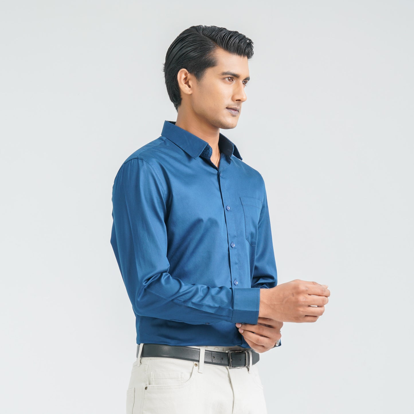 Men’s Blue Satin Lycra Shirt