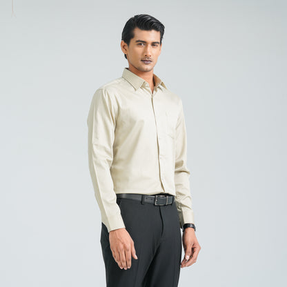 Men’s Beige Satin Lycra Shirt