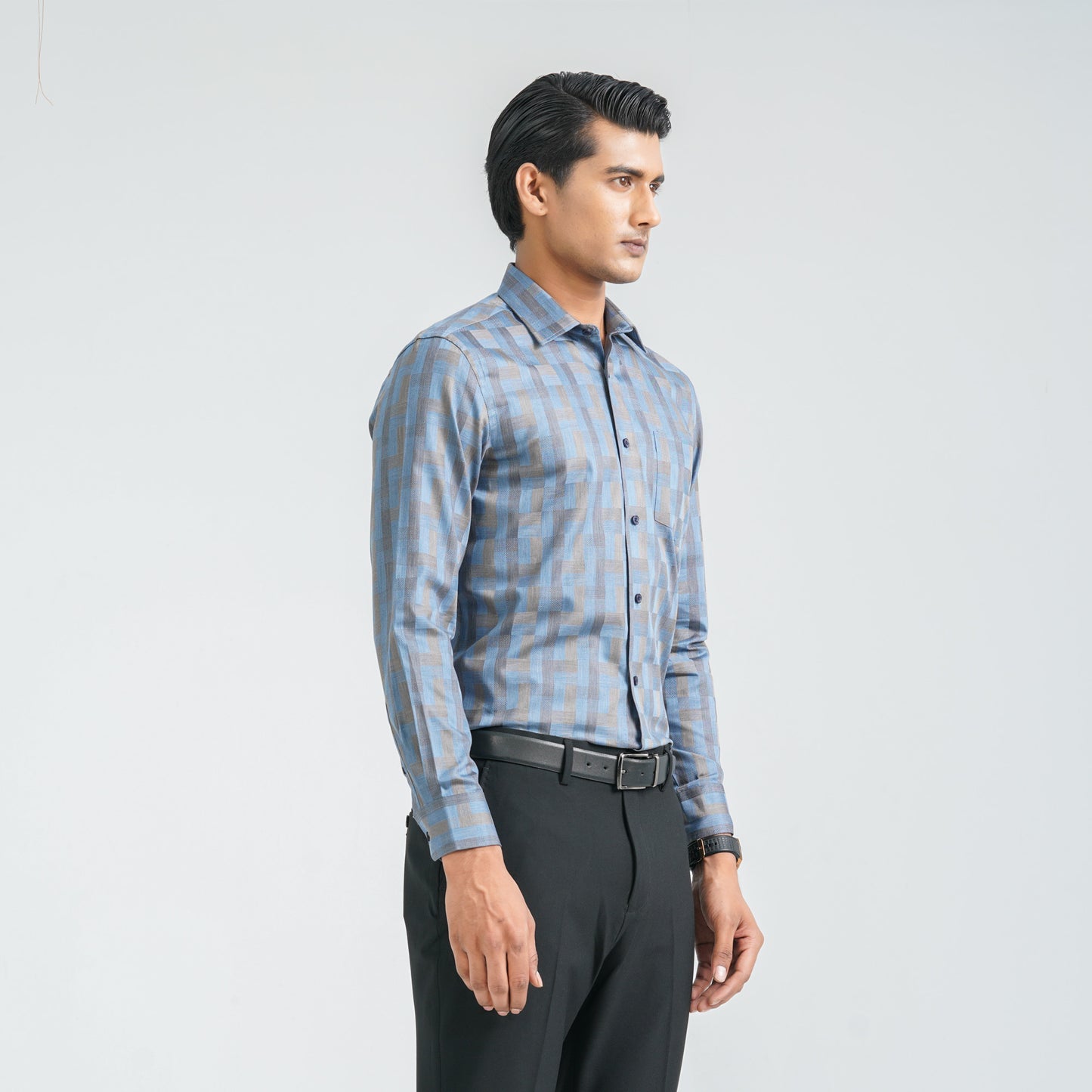 Men’s Blue Cotton Formal Shirt