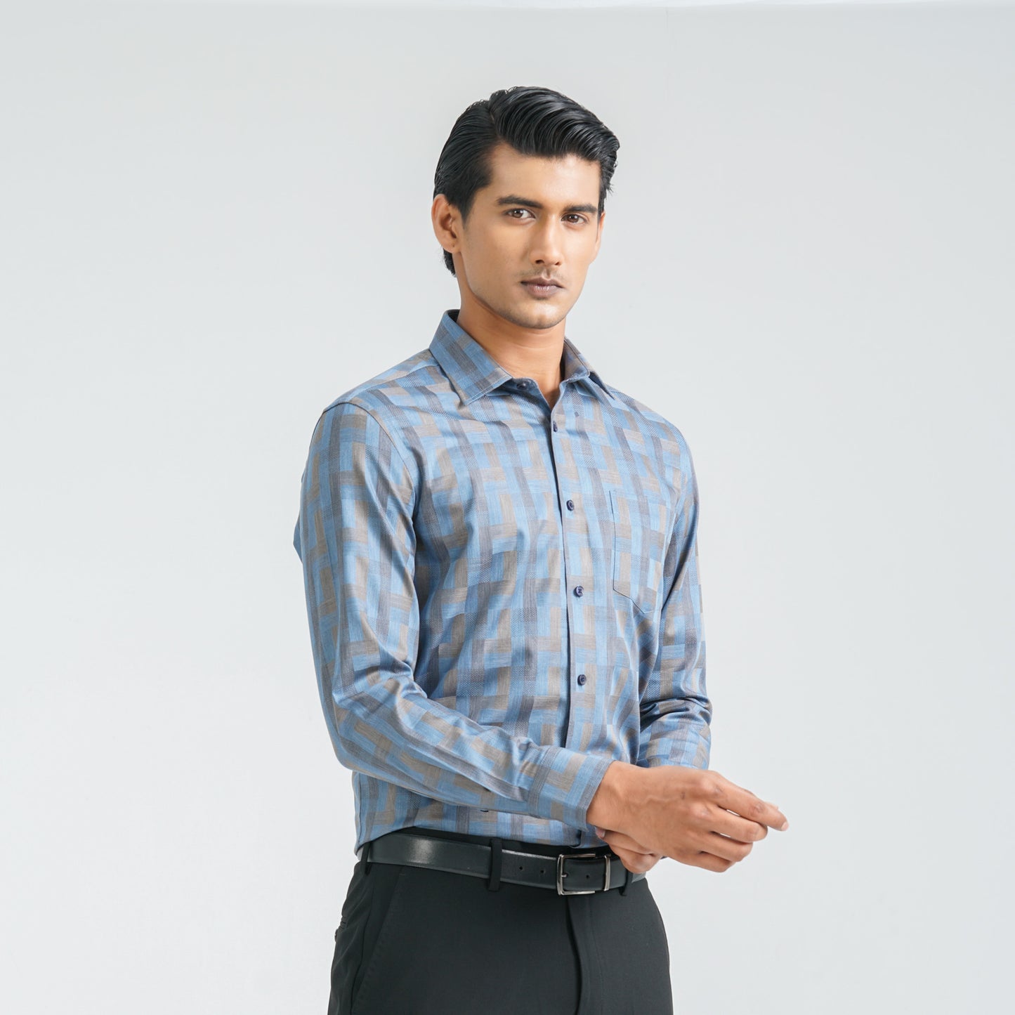 Men’s Blue Cotton Formal Shirt