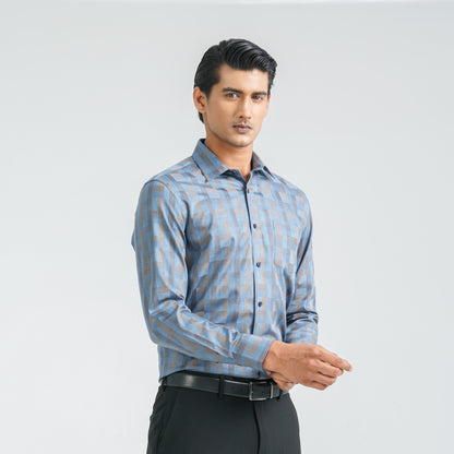 Men’s Blue Cotton Formal Shirt