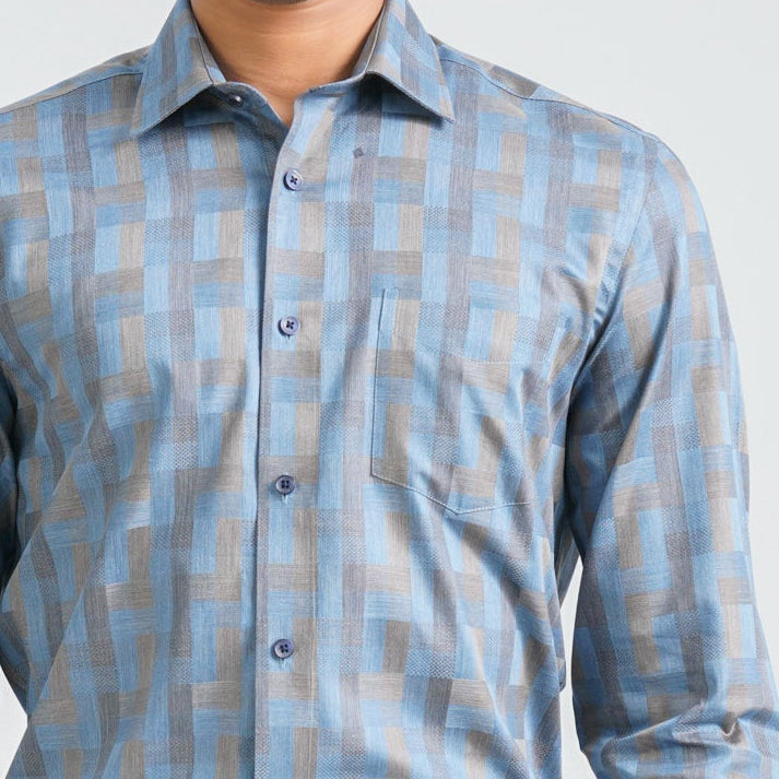 Men’s Blue Cotton Formal Shirt